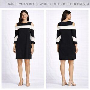 Frank Lyman Design Black and White Cold Shoulder Dress Size 4